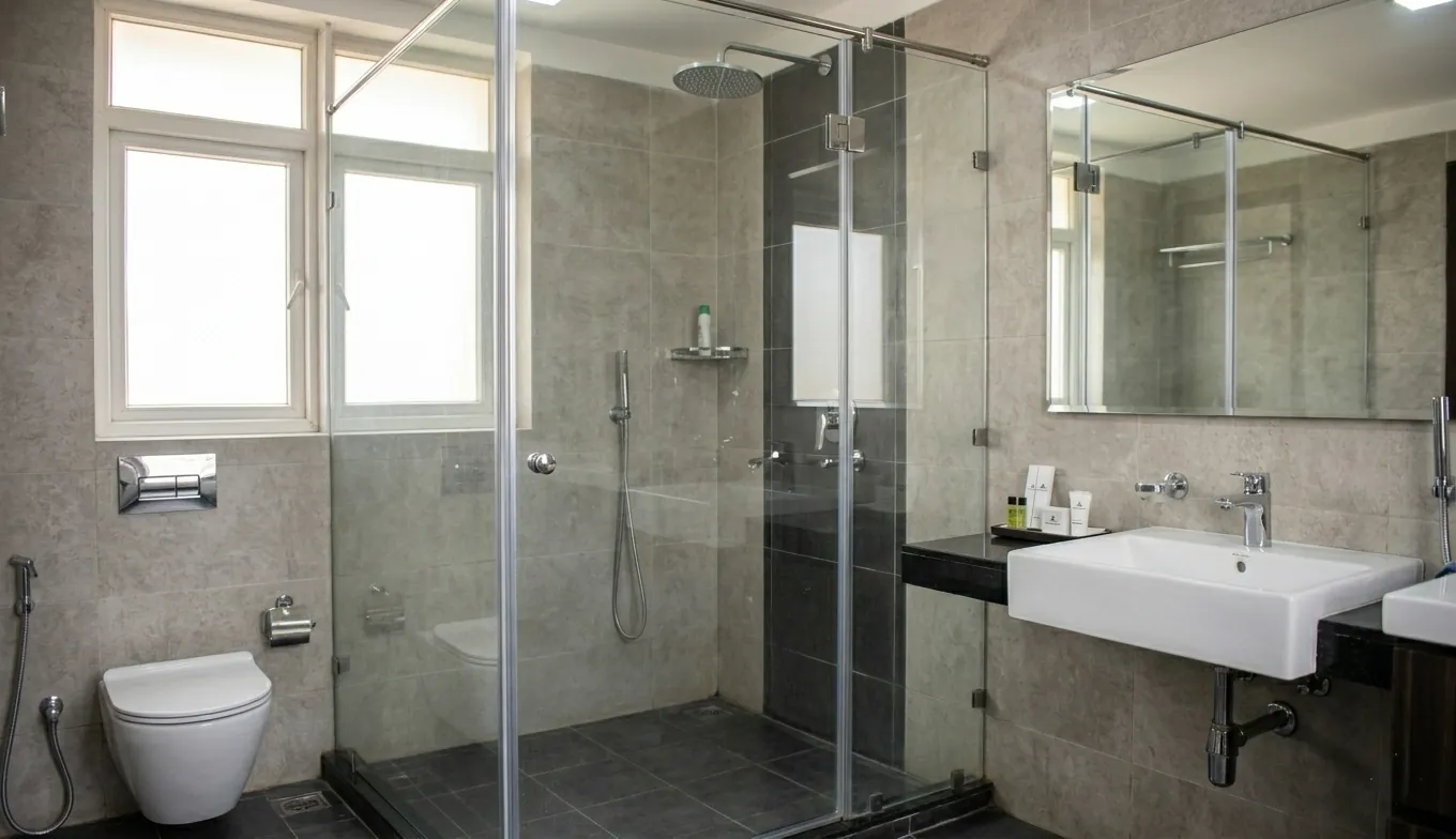 Fresh and spotless bathroom after professional deep cleaning Fresh and spotless bathroom after professional deep cleaning